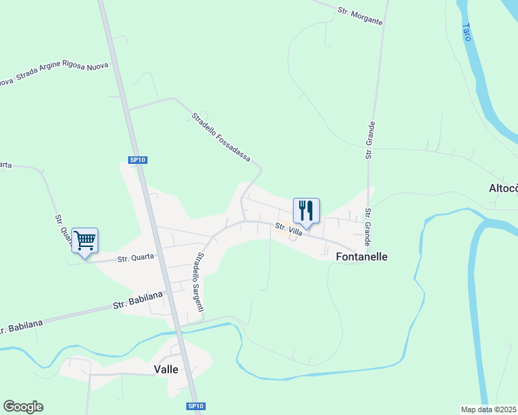 map of restaurants, bars, coffee shops, grocery stores, and more near 26 Stradello Villa in Fontanelle