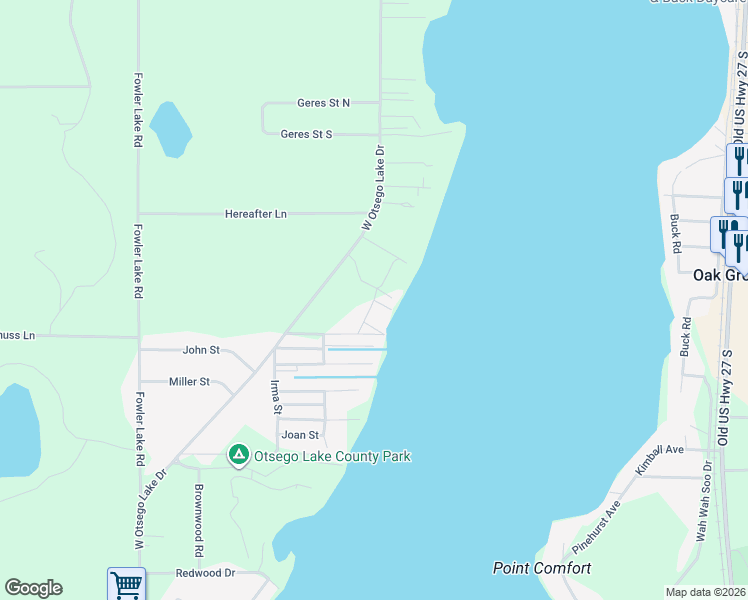 map of restaurants, bars, coffee shops, grocery stores, and more near 4097 Breckenridge in Gaylord