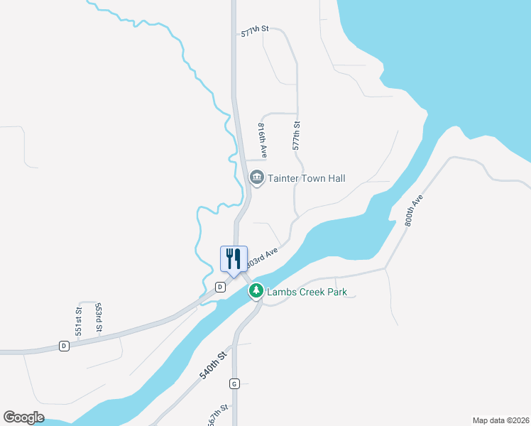 map of restaurants, bars, coffee shops, grocery stores, and more near N8052 575th Street in Menomonie