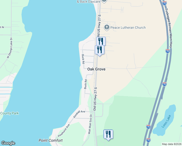 map of restaurants, bars, coffee shops, grocery stores, and more near 4040-4230 Buck Road in Gaylord