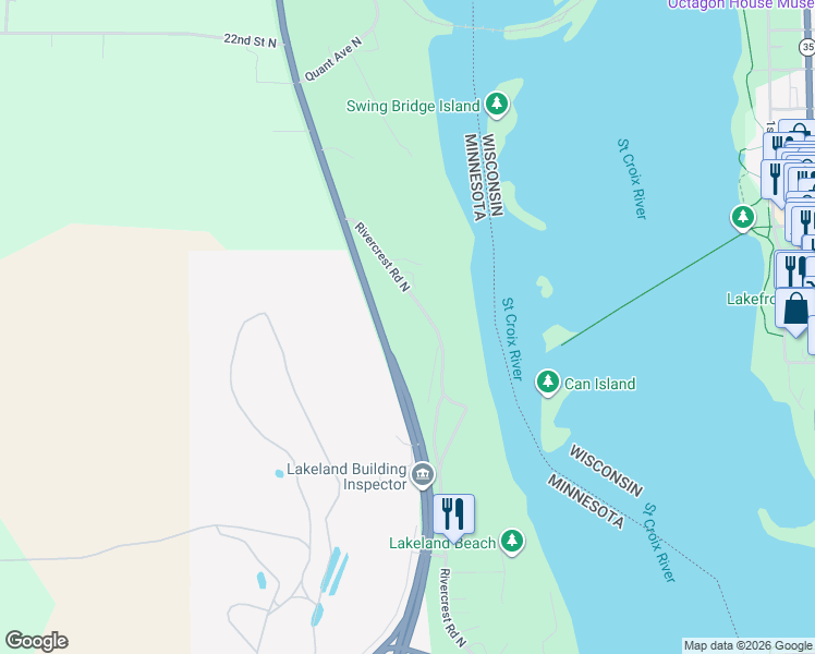 map of restaurants, bars, coffee shops, grocery stores, and more near 1305 Minnesota 95 in Lakeland