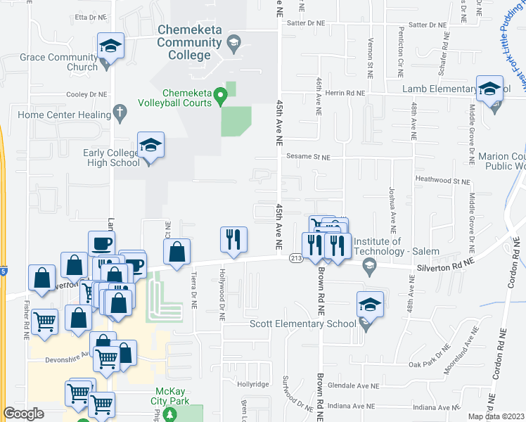 map of restaurants, bars, coffee shops, grocery stores, and more near Seaton Ln NE in Hayesville