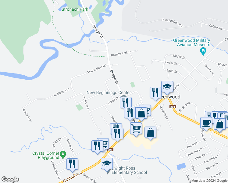 map of restaurants, bars, coffee shops, grocery stores, and more near 1114 Neily Crescent in Kingston