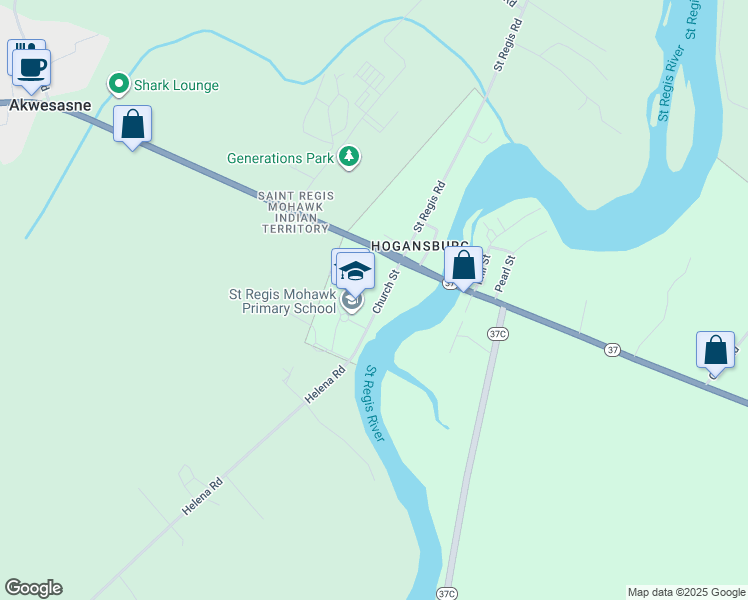 map of restaurants, bars, coffee shops, grocery stores, and more near 385 Church Street in Franklin County