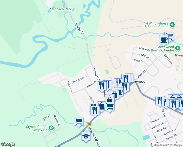 map of restaurants, bars, coffee shops, grocery stores, and more near 1136 Neily Crescent in Kingston