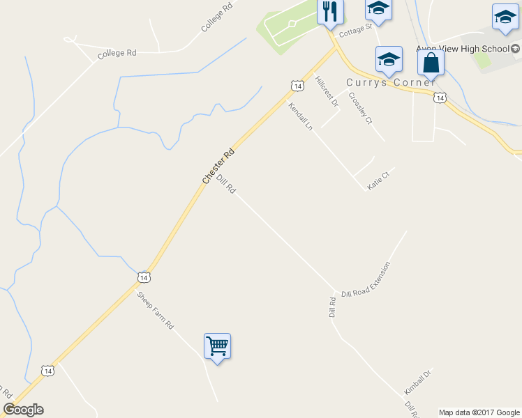 map of restaurants, bars, coffee shops, grocery stores, and more near 57 Dill Road in Windsor