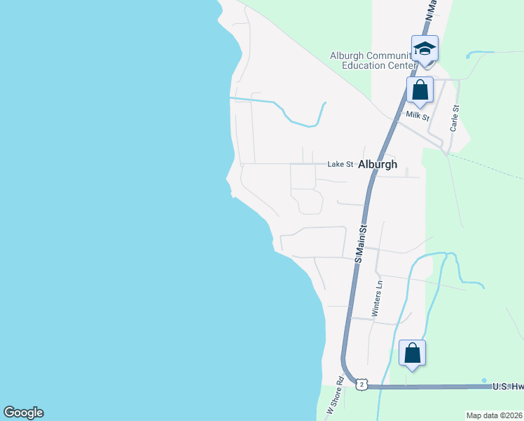 map of restaurants, bars, coffee shops, grocery stores, and more near 154 Cleland Road South in Alburgh