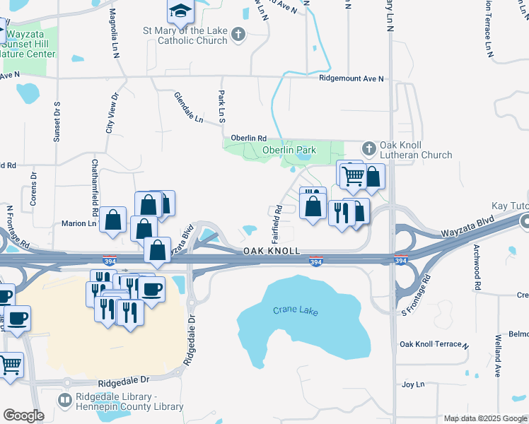 map of restaurants, bars, coffee shops, grocery stores, and more near 980 Fairfield Court in Hopkins