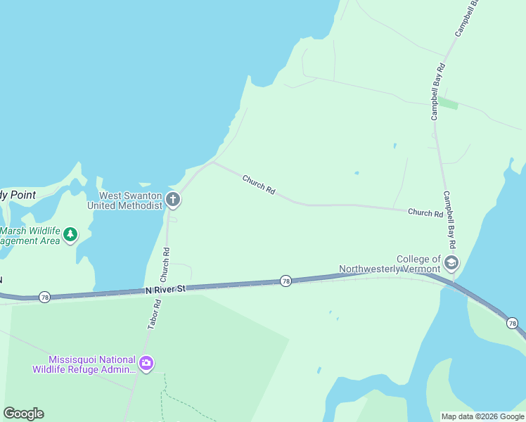 map of restaurants, bars, coffee shops, grocery stores, and more near 72 Church Road in Swanton