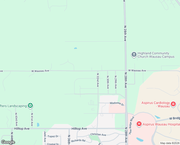 map of restaurants, bars, coffee shops, grocery stores, and more near 3211 West Wausau Avenue in Wausau