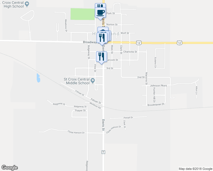 map of restaurants, bars, coffee shops, grocery stores, and more near 1310 Davis Street in Hammond