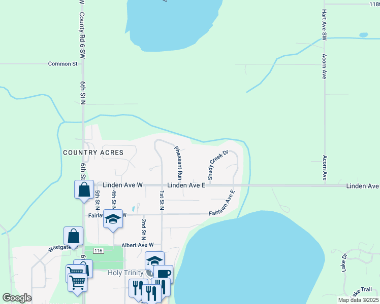 map of restaurants, bars, coffee shops, grocery stores, and more near 655 Harvest Circle in Winsted