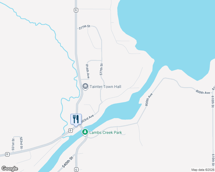 map of restaurants, bars, coffee shops, grocery stores, and more near N8092 577th Street in Colfax