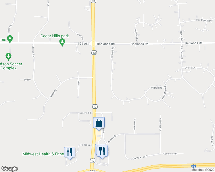 map of restaurants, bars, coffee shops, grocery stores, and more near 770 Wilfred Road in Hudson