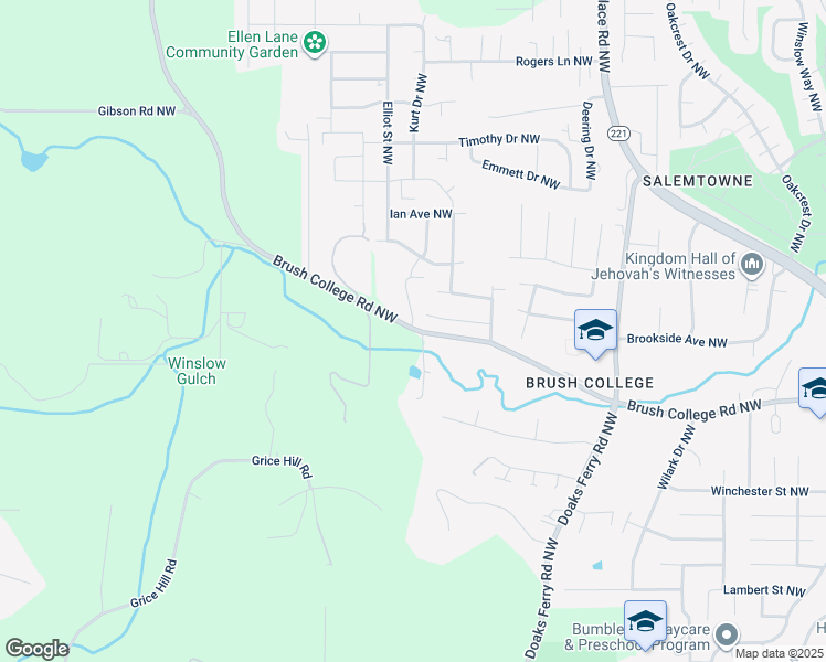 map of restaurants, bars, coffee shops, grocery stores, and more near 2655 Brush College Road Northwest in Salem