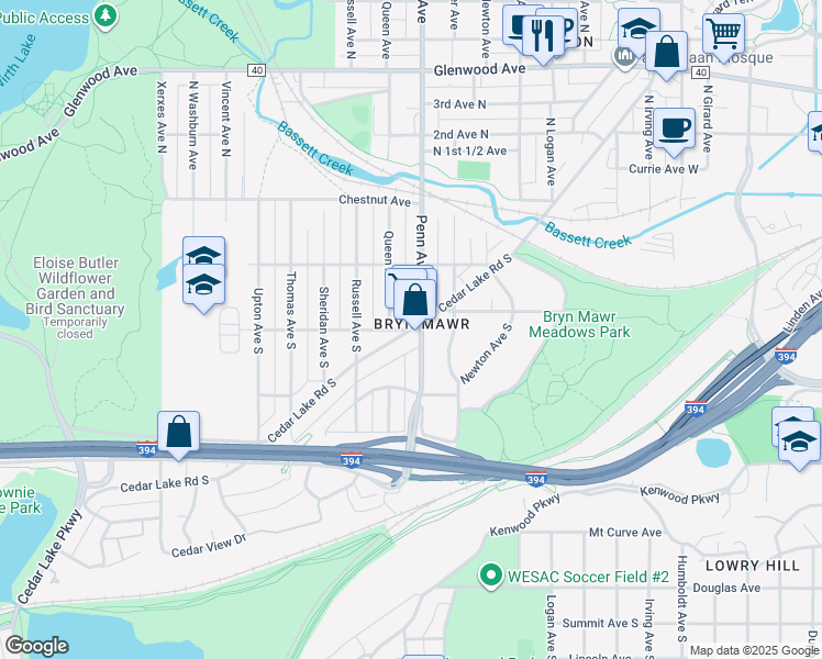 map of restaurants, bars, coffee shops, grocery stores, and more near in Minneapolis