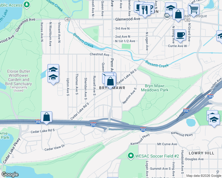map of restaurants, bars, coffee shops, grocery stores, and more near in Minneapolis