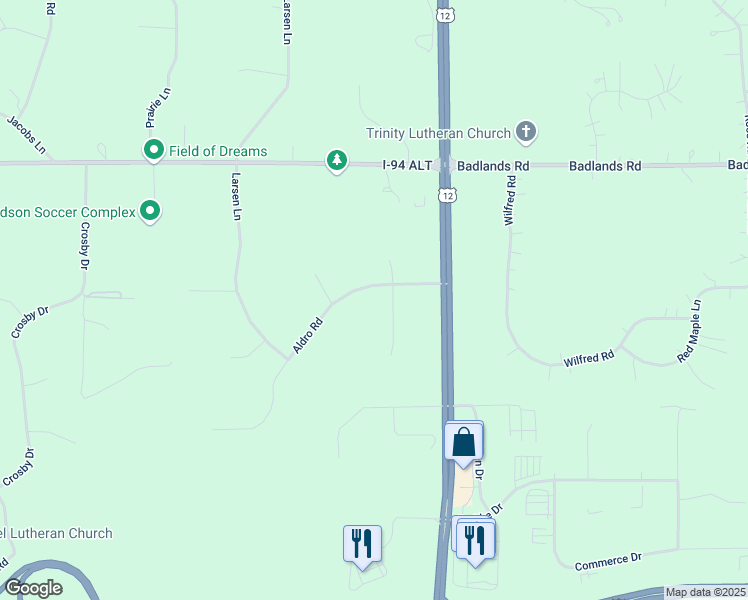 map of restaurants, bars, coffee shops, grocery stores, and more near 780 Aldro Road in Hudson