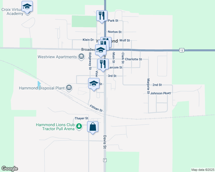 map of restaurants, bars, coffee shops, grocery stores, and more near 920 3rd Street in Hammond