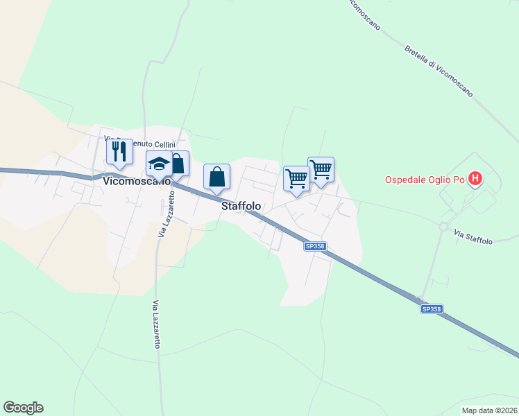 map of restaurants, bars, coffee shops, grocery stores, and more near 209 Via Alessandro Manzoni in Vicomoscano