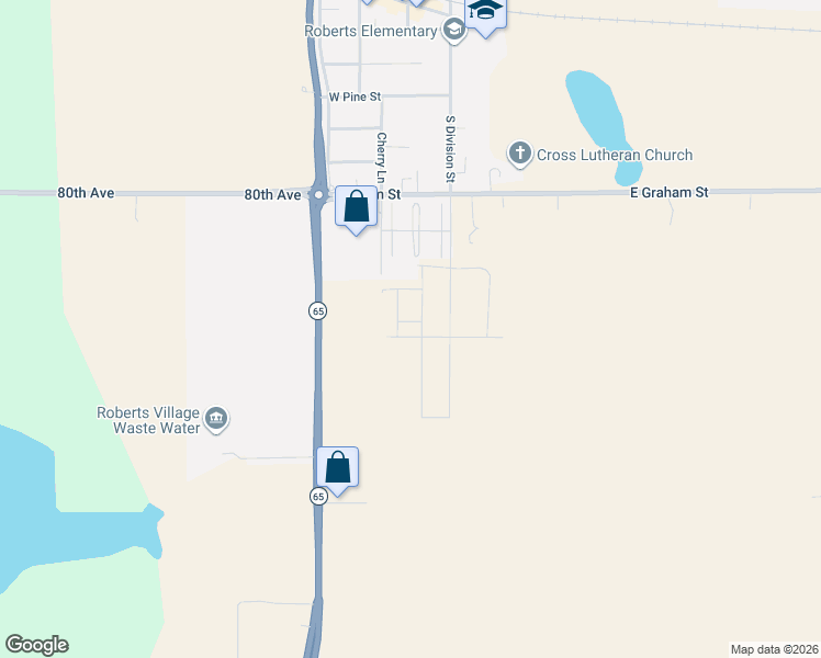map of restaurants, bars, coffee shops, grocery stores, and more near 204 Probert Street in Roberts