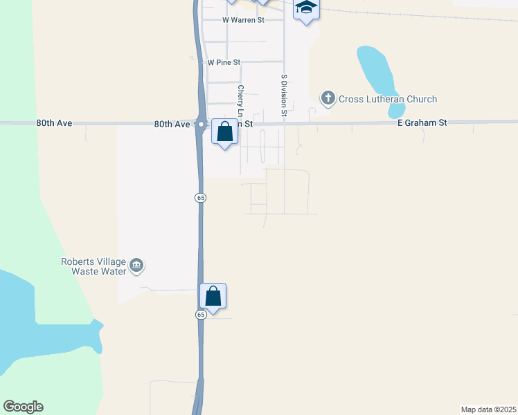 map of restaurants, bars, coffee shops, grocery stores, and more near 204 Probert Street in Roberts
