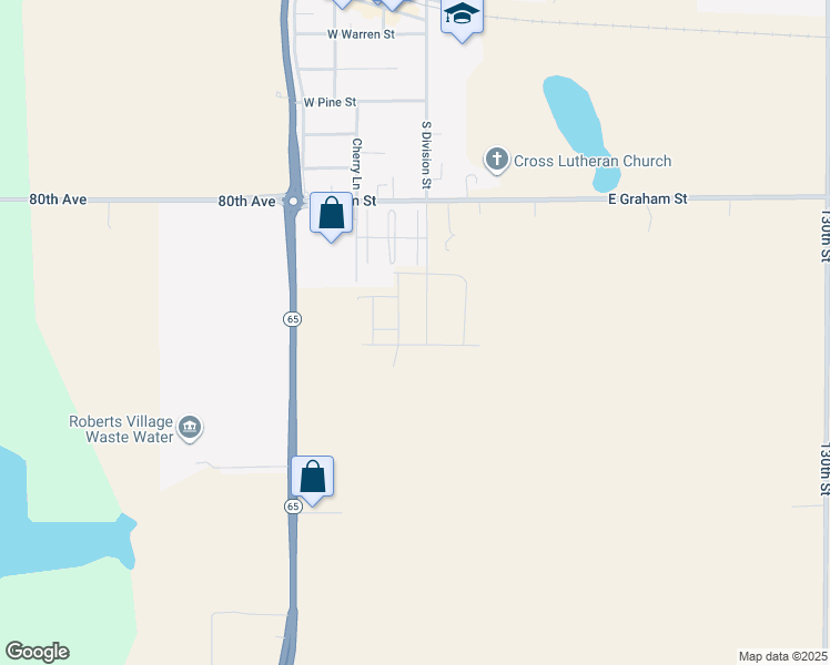 map of restaurants, bars, coffee shops, grocery stores, and more near 620 South Division Street in Roberts