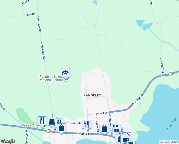 map of restaurants, bars, coffee shops, grocery stores, and more near 10 Saddleback View in Rangeley