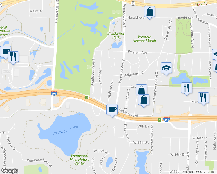 map of restaurants, bars, coffee shops, grocery stores, and more near 524 Utah Avenue South in Minneapolis