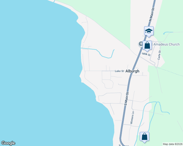 map of restaurants, bars, coffee shops, grocery stores, and more near 37 Lake St in Alburgh