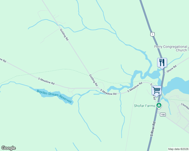 map of restaurants, bars, coffee shops, grocery stores, and more near 6 Daggett Road in Perry