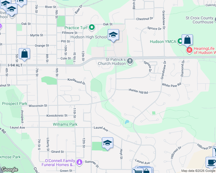 map of restaurants, bars, coffee shops, grocery stores, and more near 455 Hunter Hill Road in Hudson