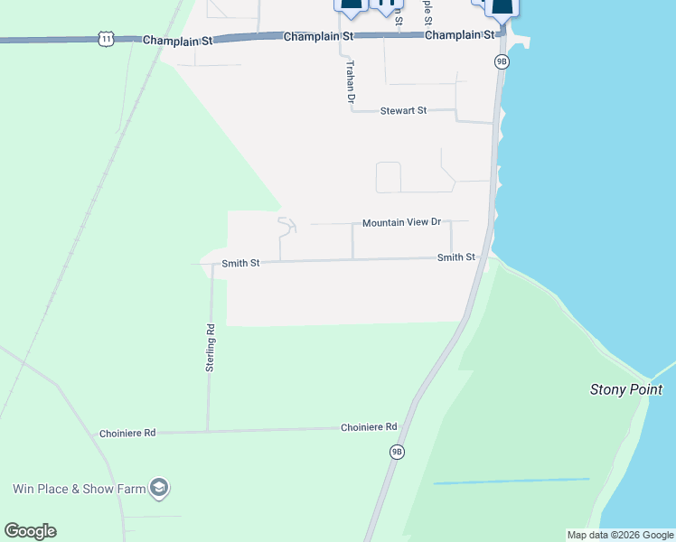 map of restaurants, bars, coffee shops, grocery stores, and more near 37 Smith St in Rouses Point