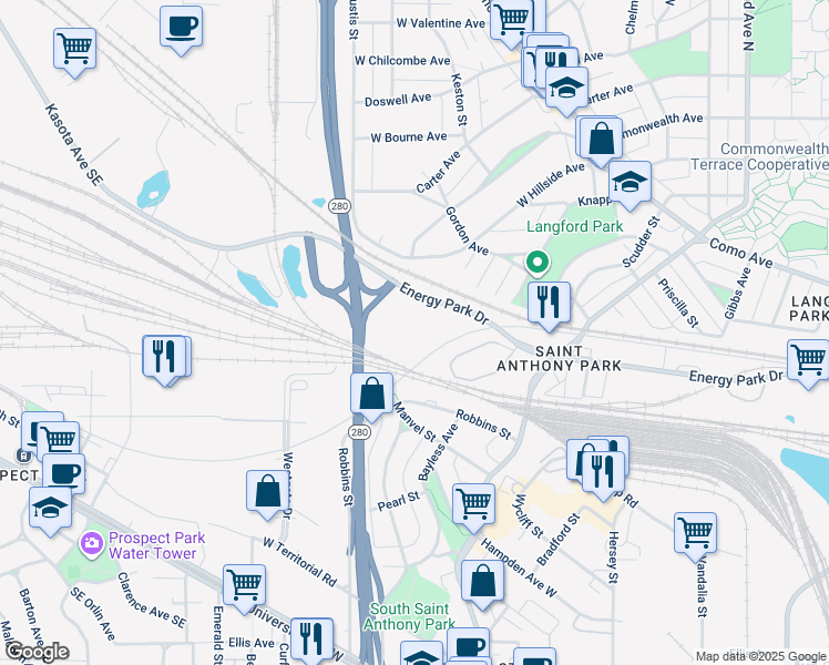 map of restaurants, bars, coffee shops, grocery stores, and more near in 