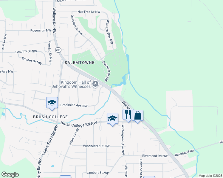 map of restaurants, bars, coffee shops, grocery stores, and more near Wallace Road Northwest in Salem