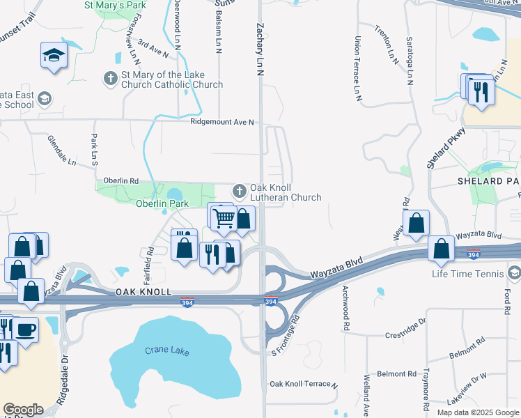 map of restaurants, bars, coffee shops, grocery stores, and more near 11201 Fairfield Rd in Minnetonka