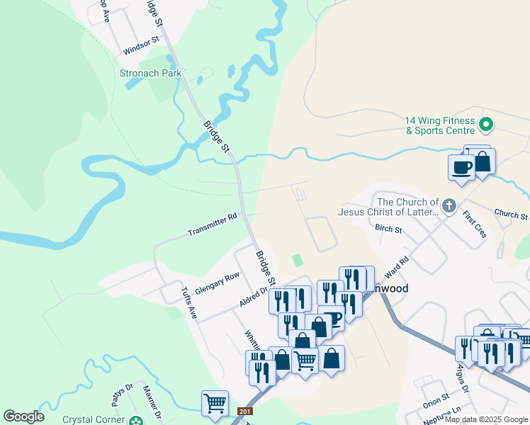 map of restaurants, bars, coffee shops, grocery stores, and more near 647 Faculty Drive in Kingston