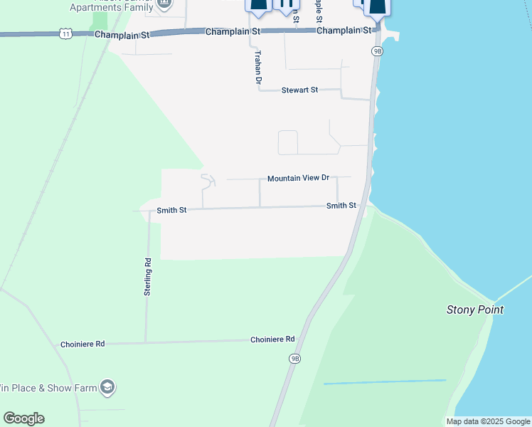 map of restaurants, bars, coffee shops, grocery stores, and more near 29 Smith Street in Rouses Point