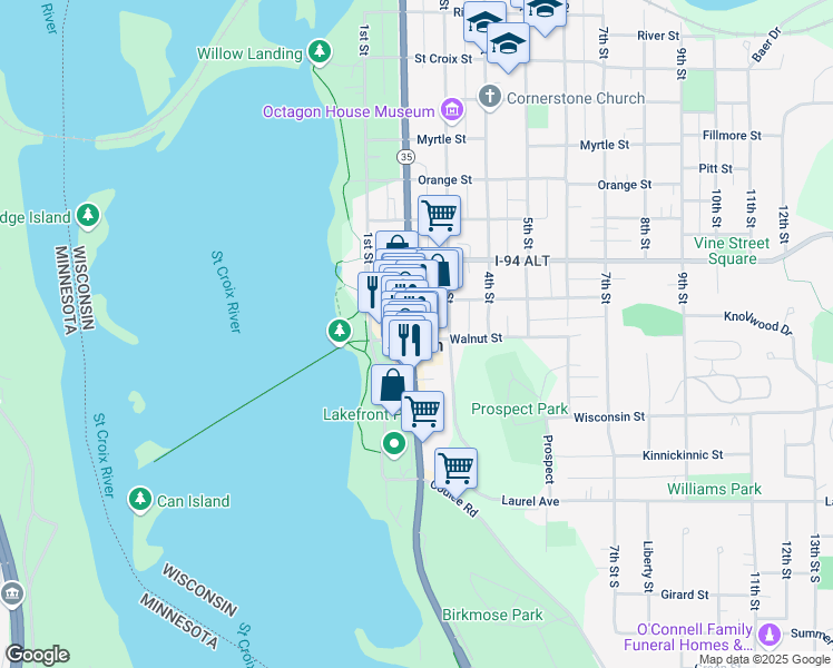 map of restaurants, bars, coffee shops, grocery stores, and more near in Hudson