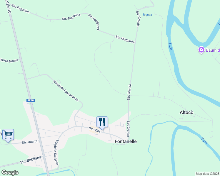 map of restaurants, bars, coffee shops, grocery stores, and more near 1 Strada Salicelli in Provincia di Parma