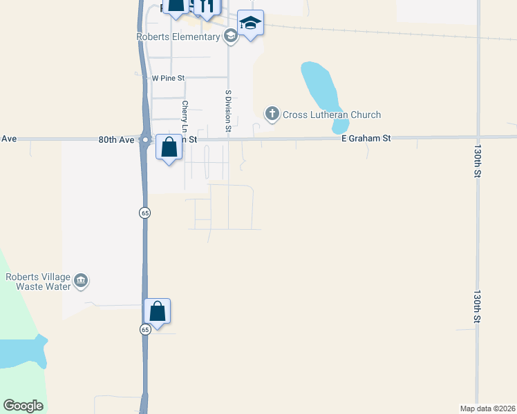 map of restaurants, bars, coffee shops, grocery stores, and more near 1221 County Road TT in Roberts