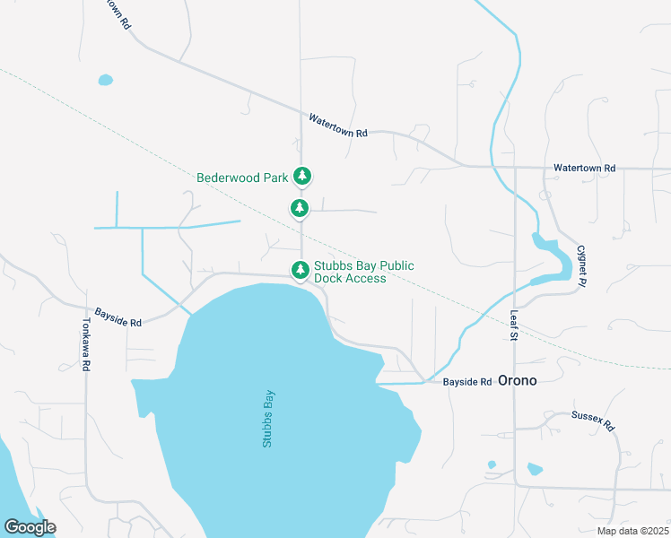 map of restaurants, bars, coffee shops, grocery stores, and more near 3568 Bayside Road in Long Lake