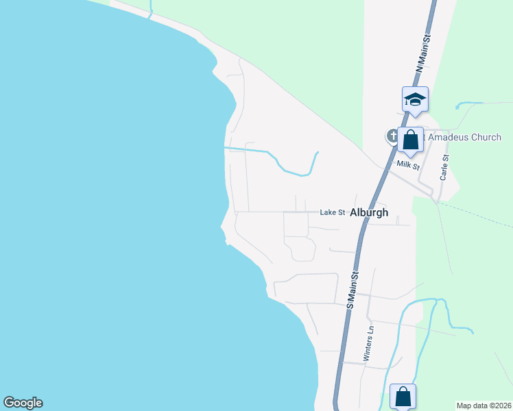 map of restaurants, bars, coffee shops, grocery stores, and more near 37 Lake Street in Alburgh