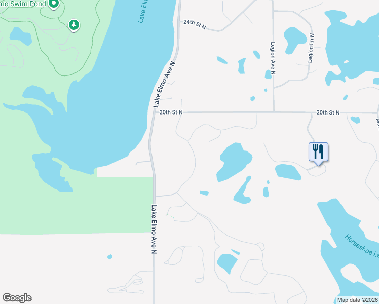 map of restaurants, bars, coffee shops, grocery stores, and more near 11150 20th Street Court North in Lake Elmo