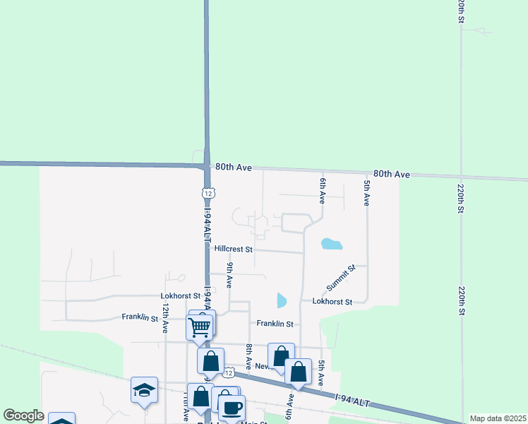 map of restaurants, bars, coffee shops, grocery stores, and more near 385 8th Ave in Baldwin