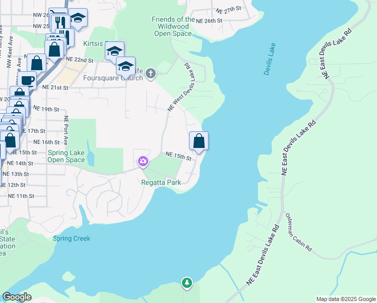map of restaurants, bars, coffee shops, grocery stores, and more near 1530 NE Voyage Ave in Lincoln City