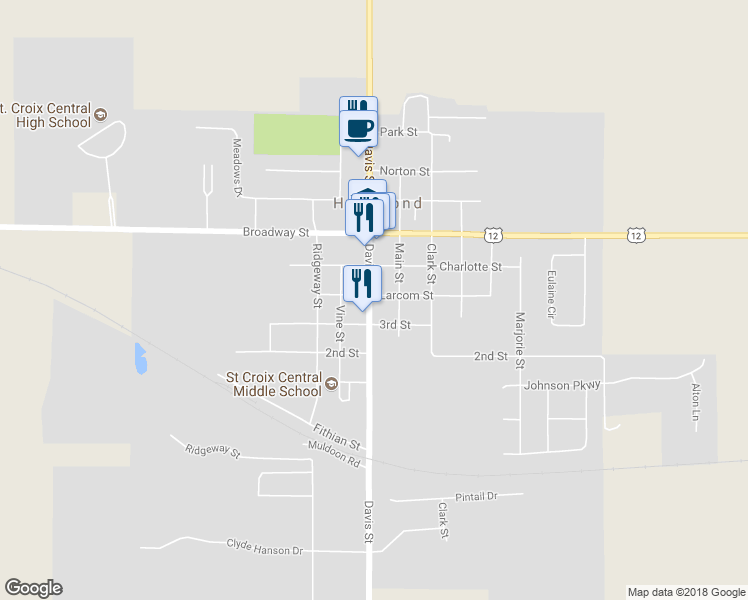 map of restaurants, bars, coffee shops, grocery stores, and more near 1010 Davis Street in Hammond