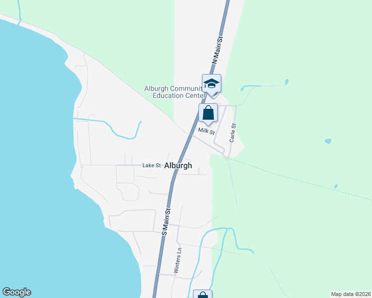 map of restaurants, bars, coffee shops, grocery stores, and more near 7 South Main Street in Alburgh