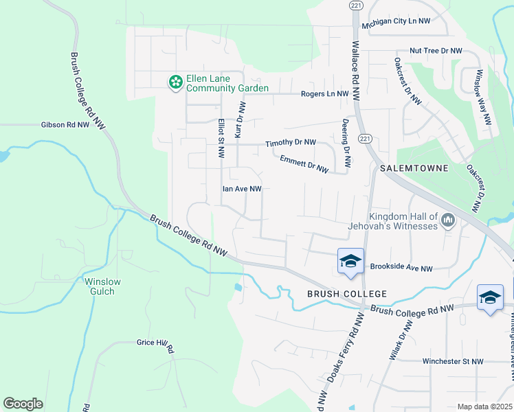 map of restaurants, bars, coffee shops, grocery stores, and more near 2418 Cherry Blossom Drive Northwest in Salem
