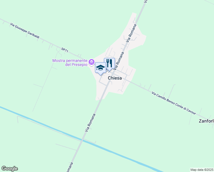 map of restaurants, bars, coffee shops, grocery stores, and more near 22141 Via Romana in Chiesa